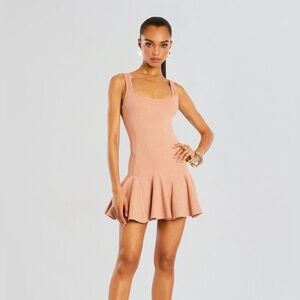 Retrofete Matson Knit Dress in Metallic Rose Mini Dress Going Out Ribbed Small